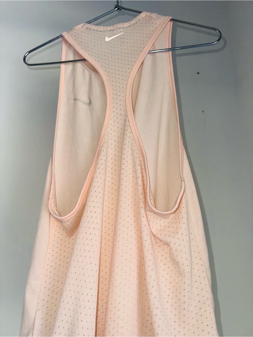 Nike Light Pink Women's Athletic Tank with White Swoosh - Picture 2 of 3